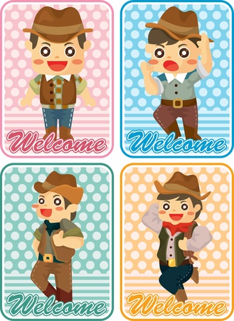 cartoon cowboy cardのイラスト素材