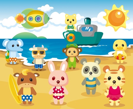 Beach Animal Partyのイラスト素材