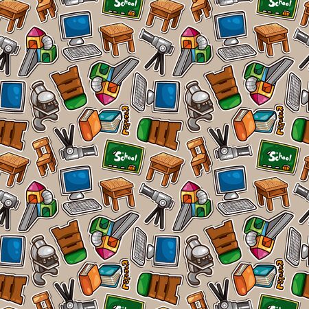Cartoon school icons seamless patternのイラスト素材