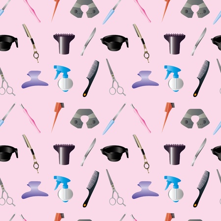 hairdressing KIT seamless patternのイラスト素材