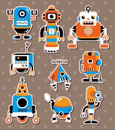 cartoon robot sticersのイラスト素材