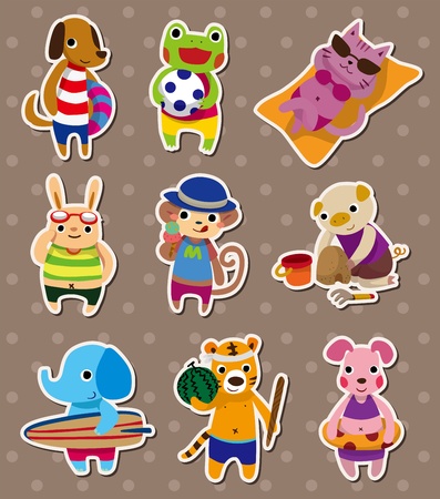 summer animal stickersのイラスト素材
