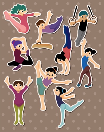 cartoon gymnastic stickersのイラスト素材