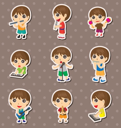kid play music stickersのイラスト素材