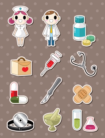 Hospital doodle stickersのイラスト素材
