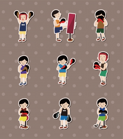 boxer stickersのイラスト素材