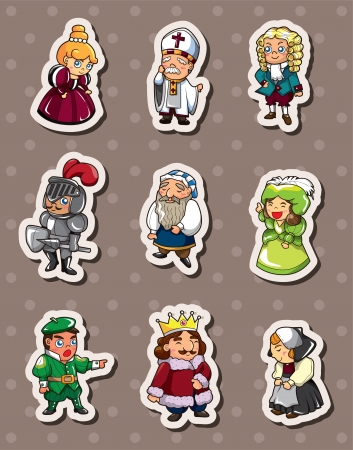 cartoon medieval people stickersのイラスト素材