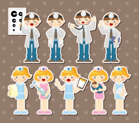 cartoon doctor and nurse stickers
のイラスト素材