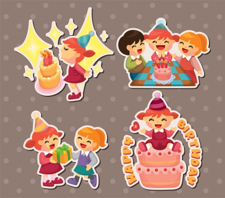 birthday stickersのイラスト素材