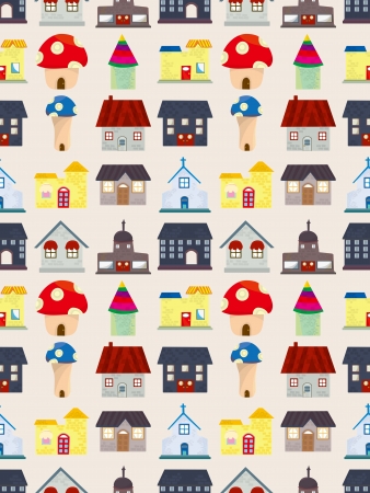 seamless house pattern,cartoon vector illustrationのイラスト素材