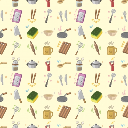 seamless Kitchen pattern,cartoon illustrationのイラスト素材