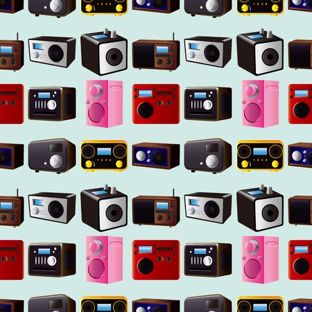 seamless radio pattern,cartoon vector illustrationのイラスト素材