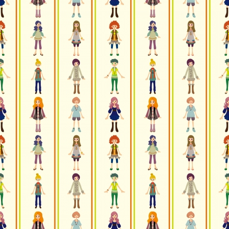 seamless lady pattern,cartoon illustrationのイラスト素材