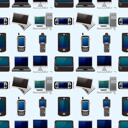 computer and phone set seamless pattern,cartoon illustrationのイラスト素材