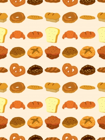 seamless bread pattern,cartoon illustrationのイラスト素材