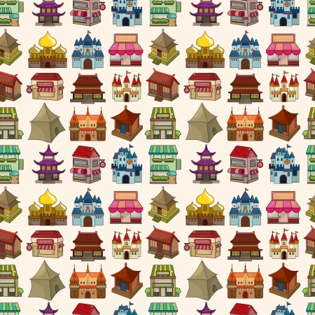 seamless house patternのイラスト素材