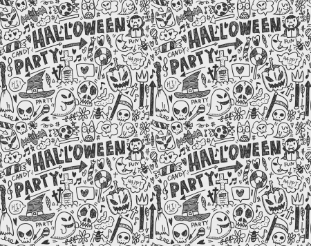seamless doodle halloween holiday backgroundのイラスト素材