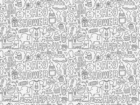 seamless doodle baby patternのイラスト素材