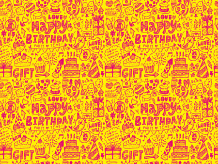 Seamless Doodle Birthday party pattern backgroundのイラスト素材