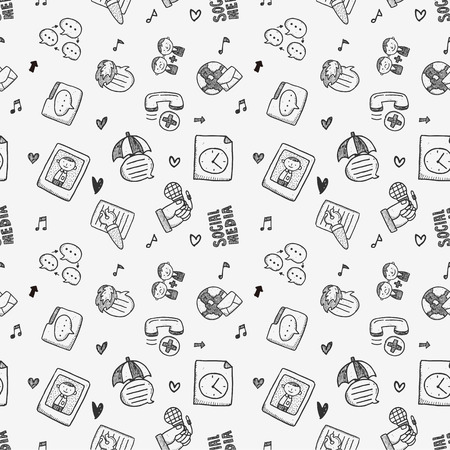 seamless doodle communication patternのイラスト素材