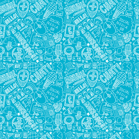 seamless doodle communication patternのイラスト素材