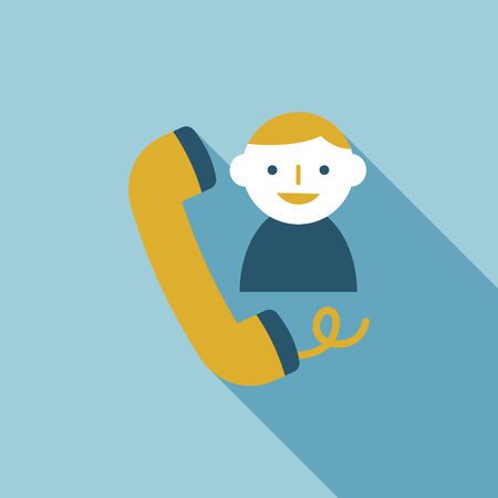 phone service flat icon with long shadowのイラスト素材