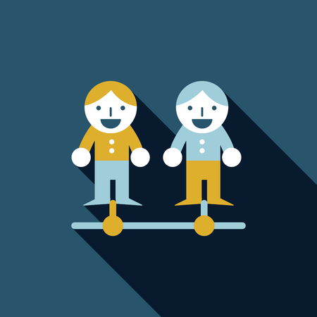 business connection flat icon with long shadowのイラスト素材
