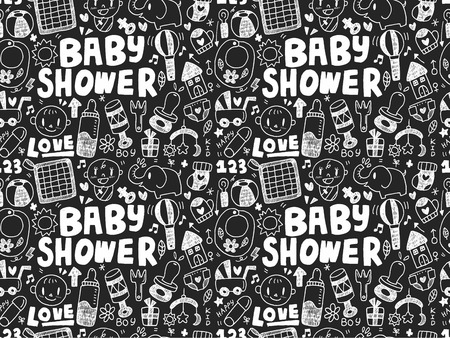 seamless doodle baby patternのイラスト素材