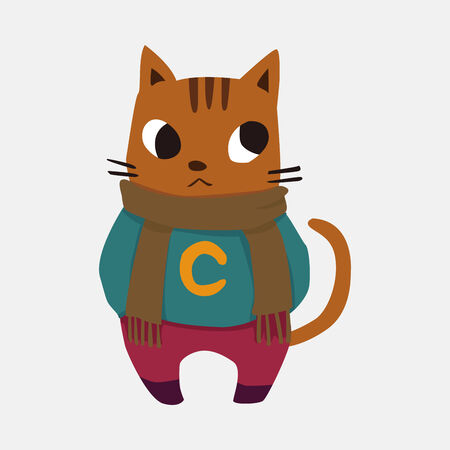 winter animal cat flat icon elementのイラスト素材