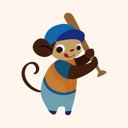sport animal monkey cartoon elementのイラスト素材