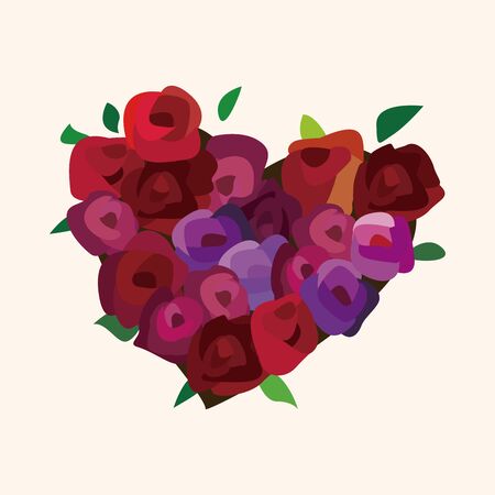 Valentine's day theme heart shaped flower elements vectorのイラスト素材