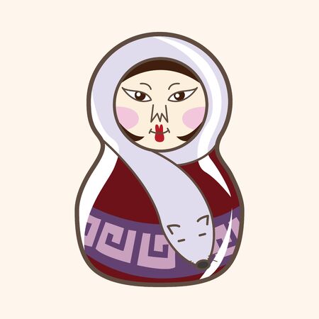 Matryoshka, Russian traditional wooden dollのイラスト素材
