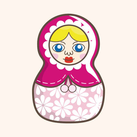 Matryoshka , Russian traditional wooden doll, vector pattern, elements,epsのイラスト素材