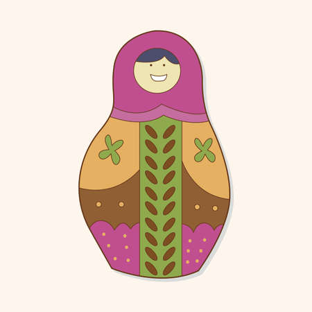 Matryoshka , Russian traditional wooden doll, vector pattern, elements,epsのイラスト素材
