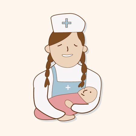 hospital theme nurse and baby elements vectorのイラスト素材