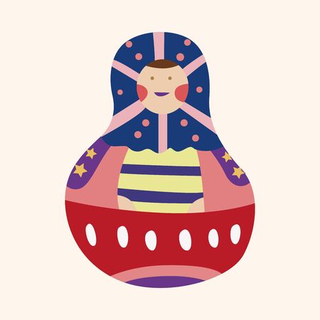Matryoshka , Russian traditional wooden doll, vector pattern, elementsのイラスト素材
