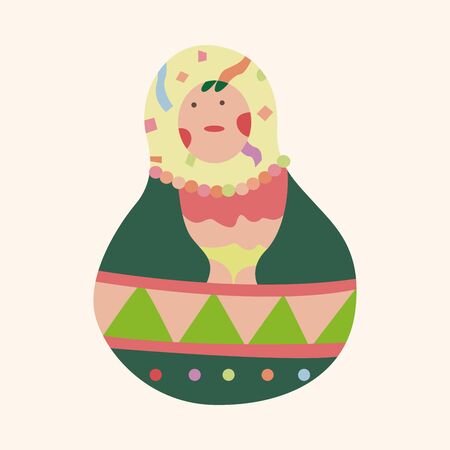 Matryoshka , Russian traditional wooden doll, vector pattern, elementsのイラスト素材