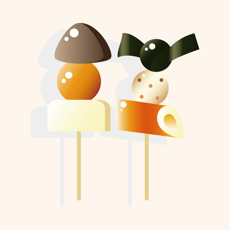 japanese food theme BBQ elements vector,のイラスト素材