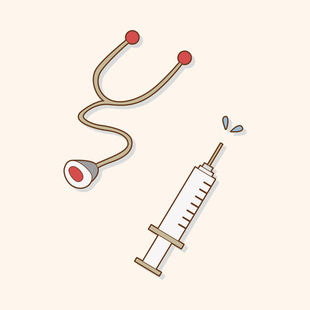 hospital theme Stethoscope and syringe elements vectorのイラスト素材