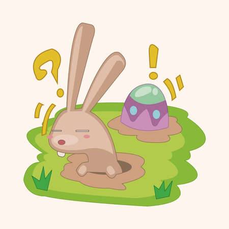 easter rabbit theme elementのイラスト素材