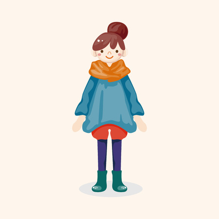 lady girl cartoon theme elementsのイラスト素材
