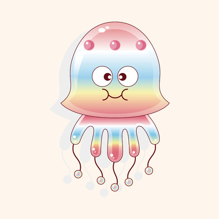 jellyfish cartoon theme elementのイラスト素材