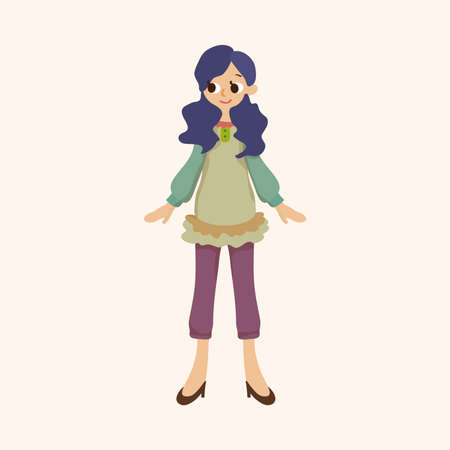 lady girl cartoon theme elements vector,epsのイラスト素材