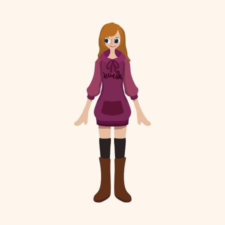 lady girl cartoon theme elementsのイラスト素材