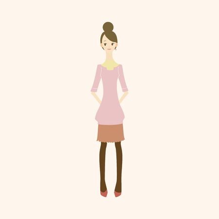 girl cartoon theme elementのイラスト素材