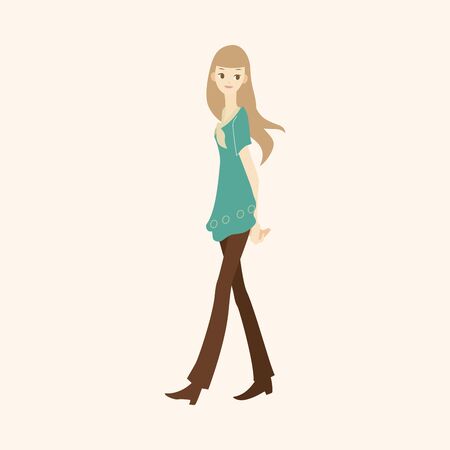 lady girl cartoon theme elements vectorのイラスト素材