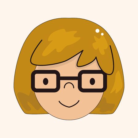 girl face character theme elementのイラスト素材