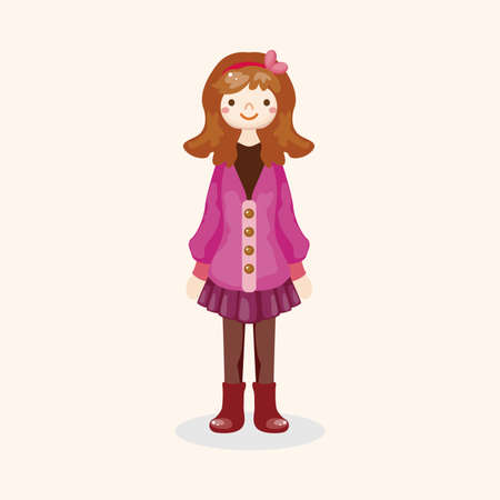 lady girl cartoon theme elementsのイラスト素材