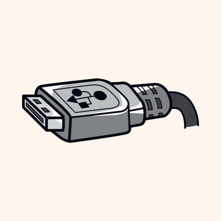 Computer-related equipment usb cable theme elementsのイラスト素材