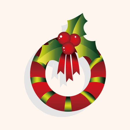 Christmas holly wreath theme elementsのイラスト素材